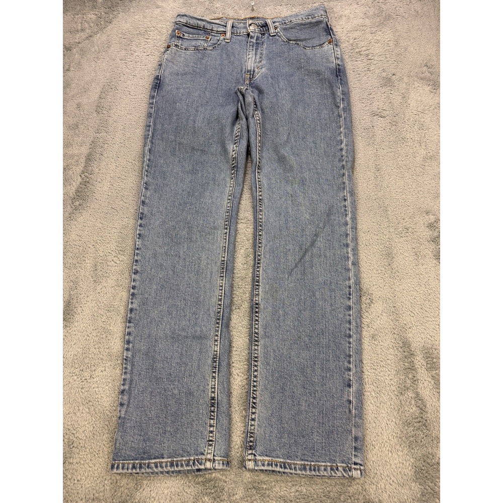 Levis 514 Jeans Men 31x30 Blue Straight Flex Distress Whisker Perfect Fade Denim